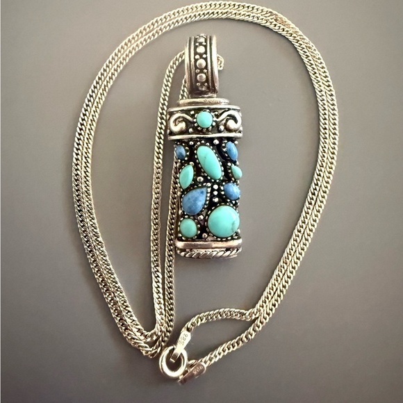 Sterling silver Jewelry - Vintage Sterling Silver Sodalite Howlite Pendant Necklace